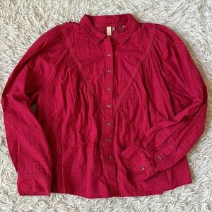 Anthropologie Pilcro Lace-Back ButtonDown in Medium Pink